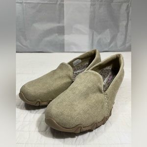 Skechers Bikers Relaxed Fit slip-on loafers w/ memory foam, tan; Size 10